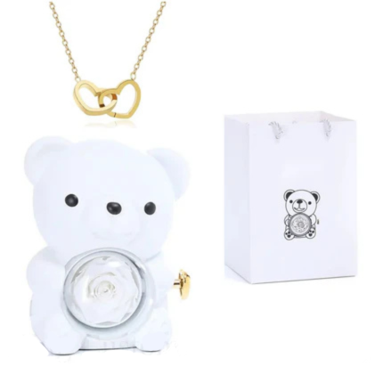 Pack Ours Rose Eternelle avec Collier