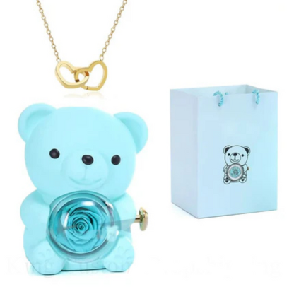Pack Ours Rose Eternelle avec Collier